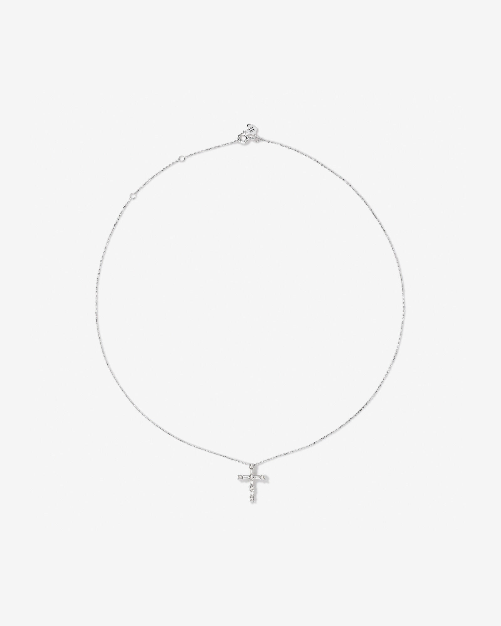 0.34 Carat TW Baguette and Round Brilliant Diamond Cross Pendant in 10kt White Gold
