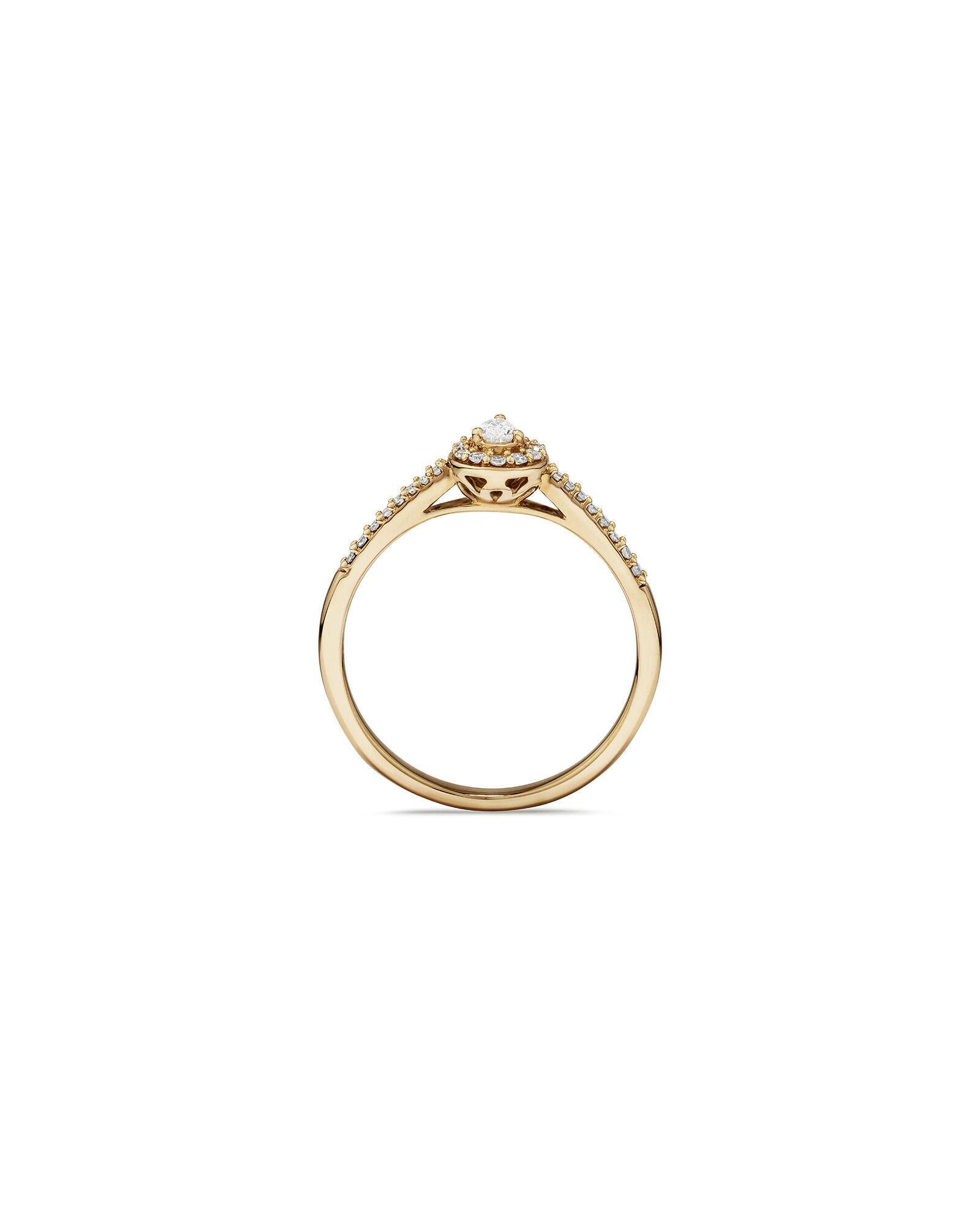 Bague de fiançailles en or jaune 10 K avec diamants en forme de poire totalisant 0,20 ct