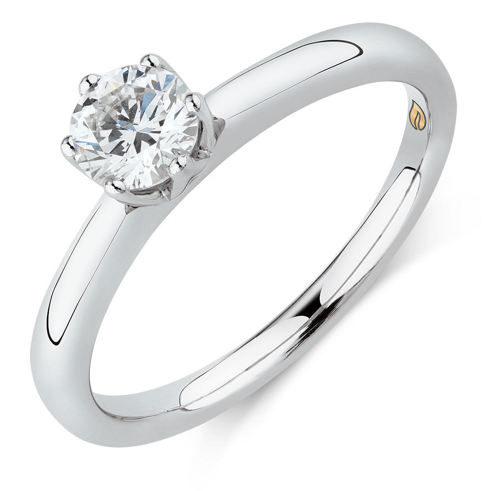 Whitefire Solitaire Engagement Ring with a 1/2 Carat TW Diamond in 18kt White & 22kt Yellow Gold