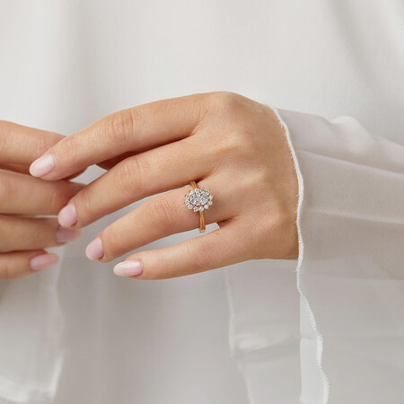 Cluster Ring with 0.62 Carat TW of Diamonds in 14kt Yellow Gold Cluster Ring with 0.62 Carat TW of Diamonds in 14kt Yellow Gold