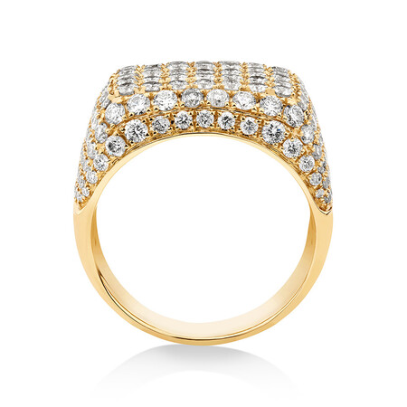 Gents Ring with 5 Carat TW of Diamonds In 10kt Yellow Gold Gents Ring with 5 Carat TW of Diamonds In 10kt Yellow Gold