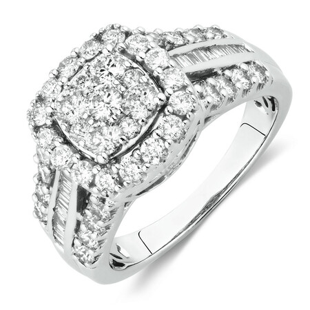 Engagement Ring with 1 1/2 Carat TW of Diamonds in 10kt White Gold Engagement Ring with 1 1/2 Carat TW of Diamonds in 10kt White Gold