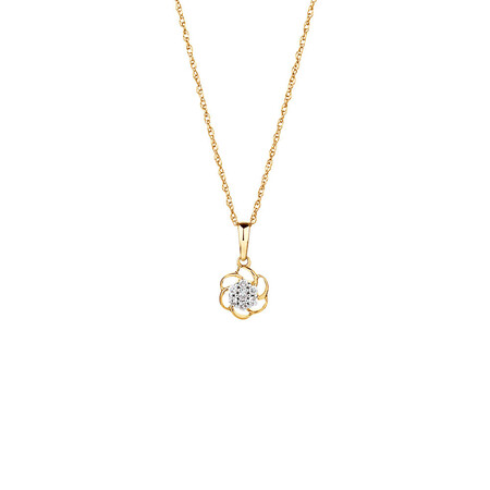 Flower Pendant with Diamonds in 10kt Yellow Gold Flower Pendant with Diamonds in 10kt Yellow Gold