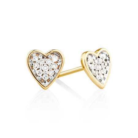 Heart Stud Earrings with Diamonds in 10kt Yellow Gold Heart Stud Earrings with Diamonds in 10kt Yellow Gold