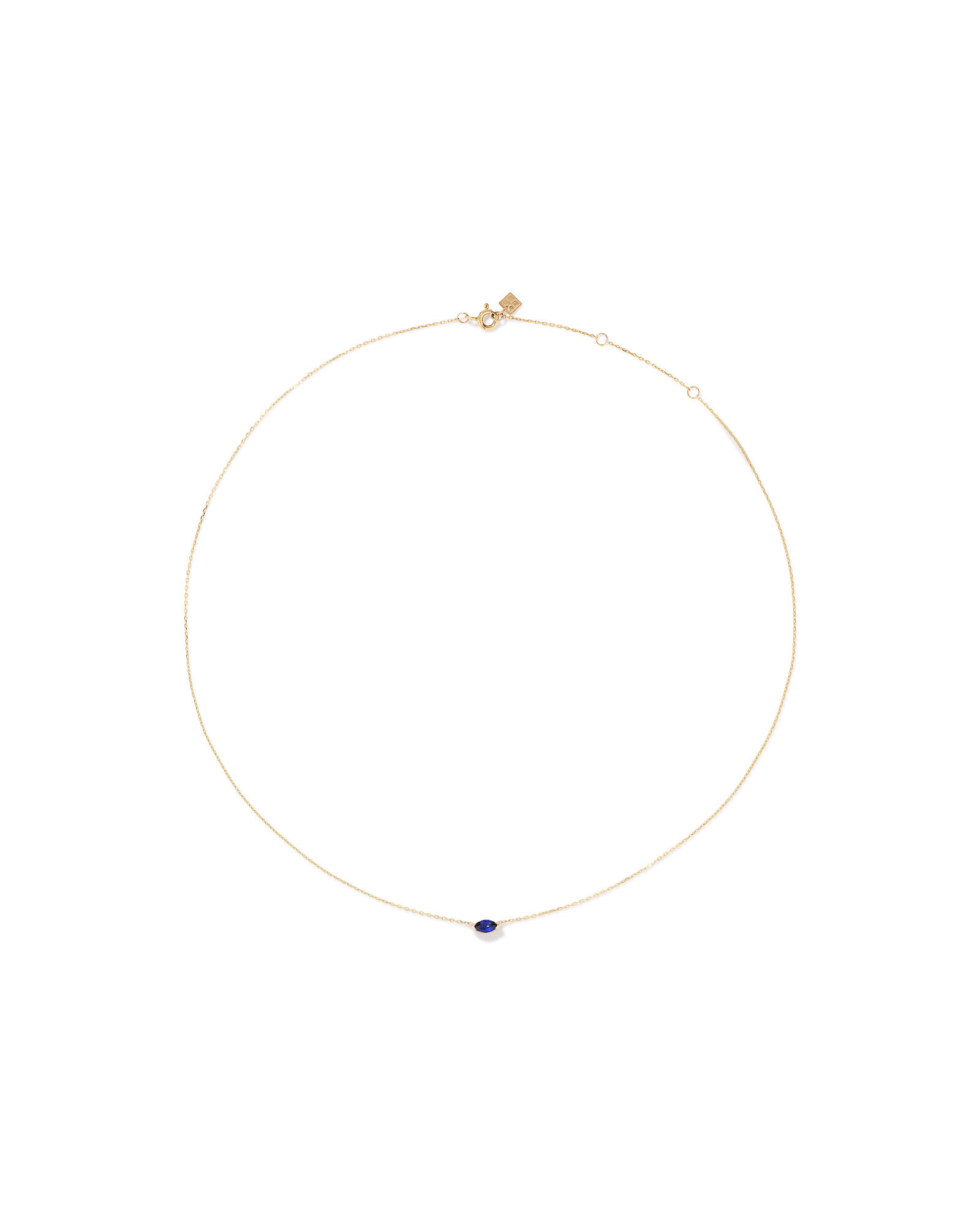 East West Marquise-Cut Created Sapphire Necklace in 10kt Yellow Gold