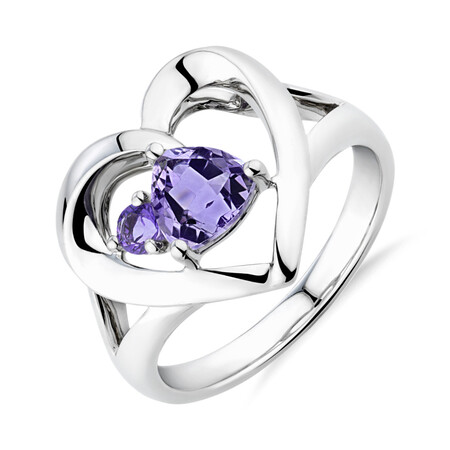 Heart Ring with Amethyst in Sterling Silver Heart Ring with Amethyst in Sterling Silver