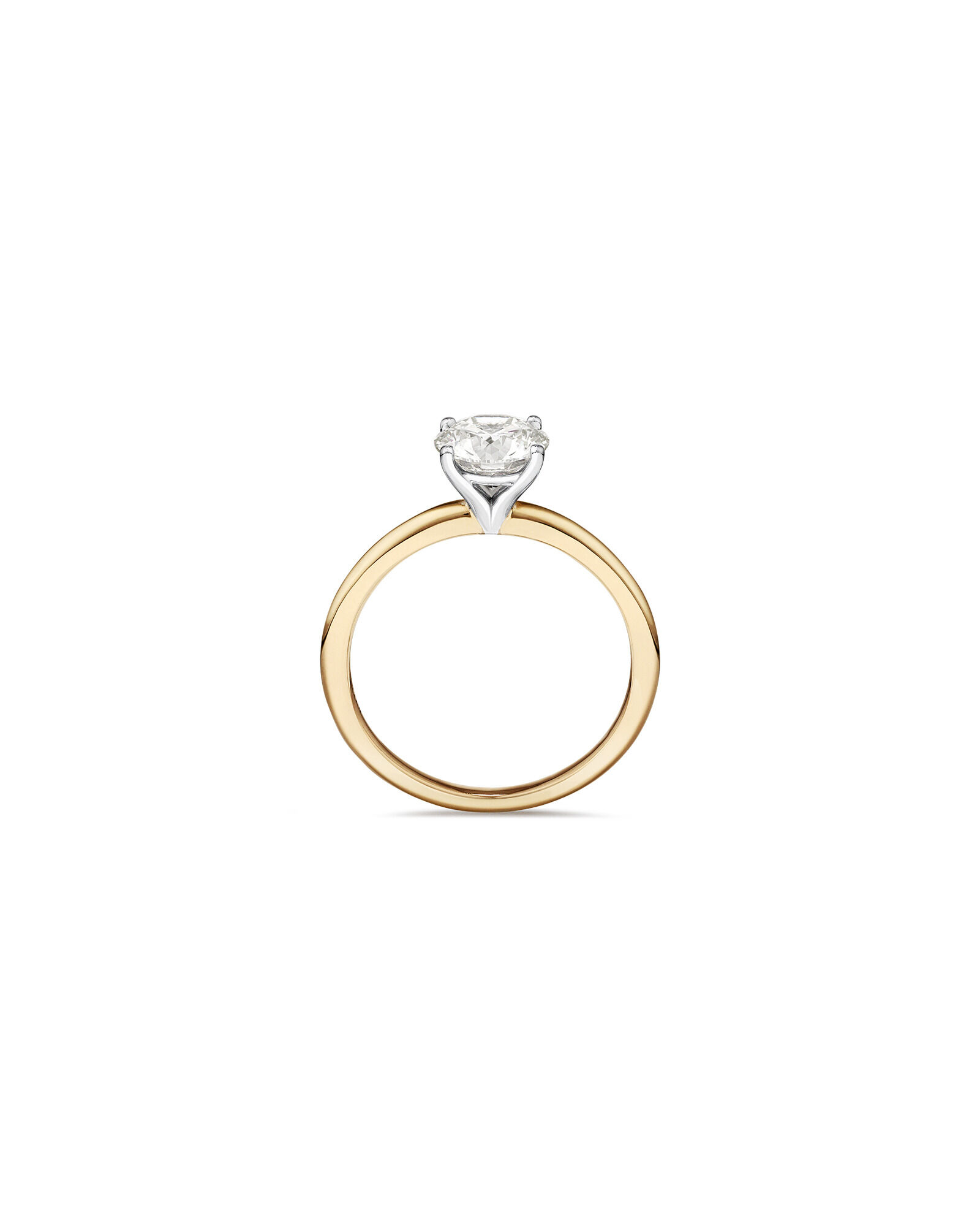 Bague De Fiançailles Solitaire En Diamant De Laboratoire Rond Brillant De 1,25 Carat Poids Total En Or Jaune Et Blanc 14 Carats