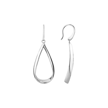 Sculpture Ribbon Hook Earrings in Sterling Silver Sculpture Ribbon Hook Earrings in Sterling Silver