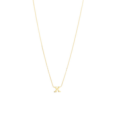 "X" Initial Necklace in 10kt Yellow Gold