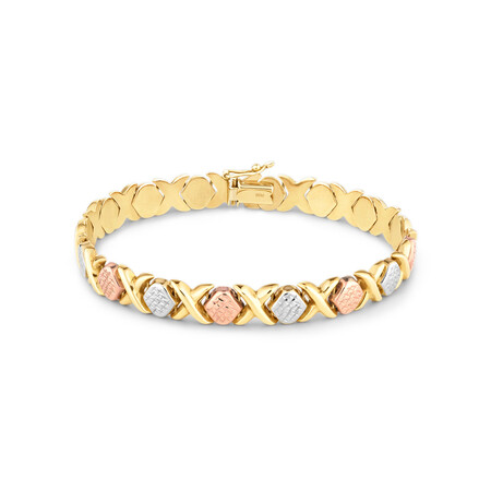 19cm (7.5") Bracelet in 10kt Yellow, White & Rose Gold 19cm (7.5") Bracelet in 10kt Yellow, White & Rose Gold