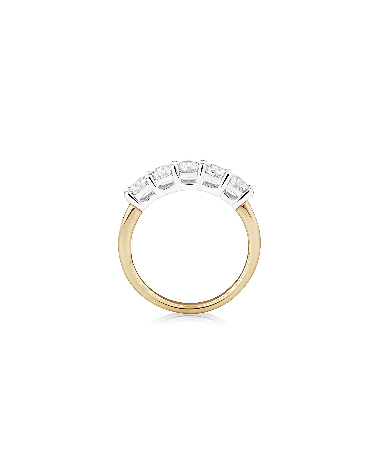 Alliance à cinq pierres Evermore en or blanc et jaune 14 K avec diamants totalisant 1 ct