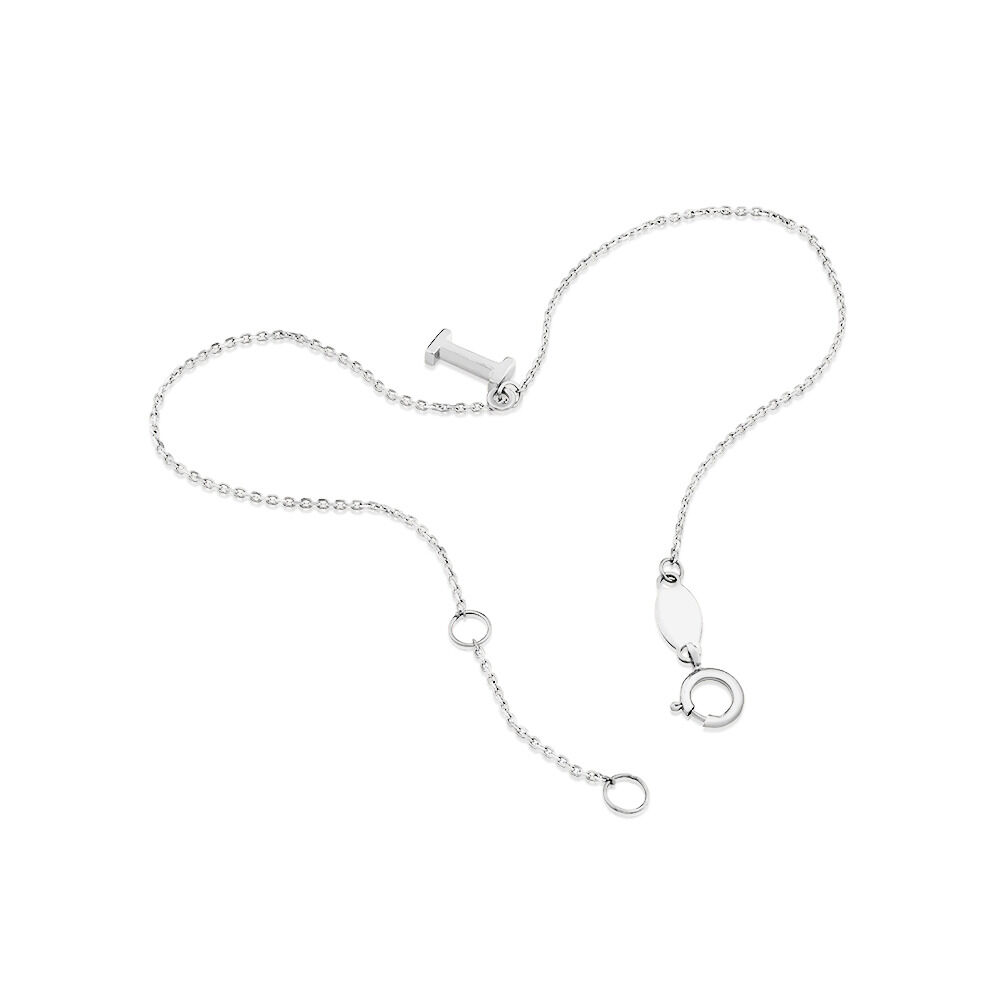 19cm (7.5") I Initial Bracelet in Sterling Silver