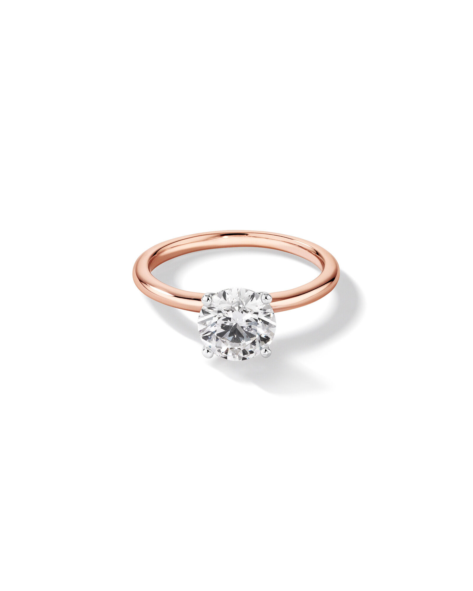 Bague de fiançailles solitaire ronde en diamant brillant de laboratoire TW de 1,50 carat en or rose et blanc 14 carats