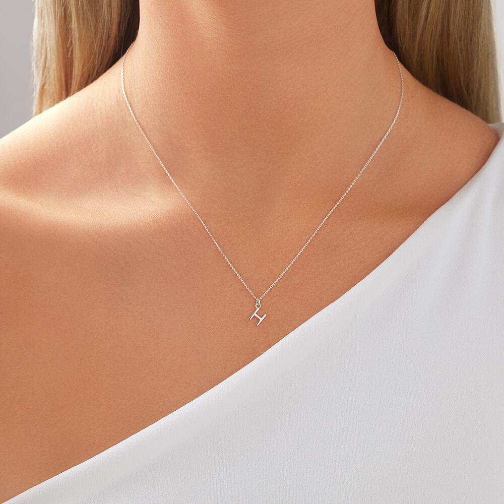 "H" Initial Pendant in Sterling Silver