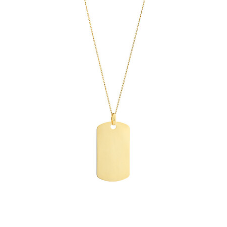 Large Dog Tag Pendant In 10kt Yellow Gold - Big Dog Tag Pendant Necklace Large Dog Tag Pendant In 10kt Yellow Gold - Big Dog Tag Pendant Necklace