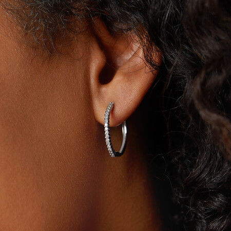 Hoop Earrings with 0.25 Carat TW Of Diamonds in 10kt White Gold Hoop Earrings with 0.25 Carat TW Of Diamonds in 10kt White Gold