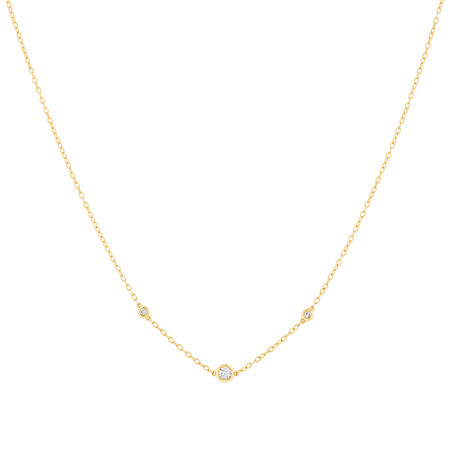 Necklace with 0.10 Carat TW of Diamonds in 10ct Yellow Gold Necklace with 0.10 Carat TW of Diamonds in 10ct Yellow Gold
