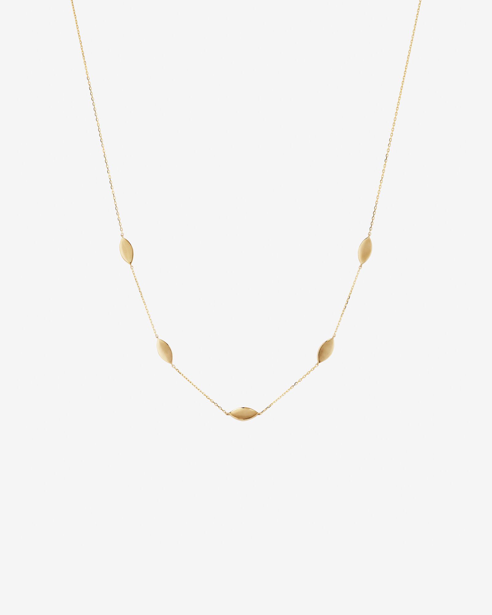 Marquise Station Necklace in 10kt Yellow Gold