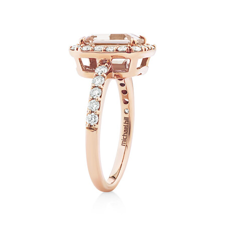 Ring with Morganite & 0.75 Carat TW of Diamonds in 14kt Rose Gold Ring with Morganite & 0.75 Carat TW of Diamonds in 14kt Rose Gold