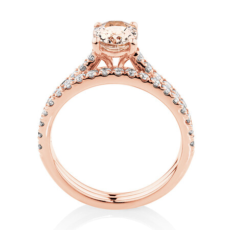 Bridal Set with 0.69 Carat TW of Diamonds & Morganite in 14kt Rose Gold Bridal Set with 0.69 Carat TW of Diamonds & Morganite in 14kt Rose Gold