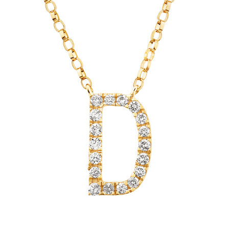 "D" Initial Necklace with 0.10 Carat TW of Diamonds in 10kt Yellow Gold "D" Initial Necklace with 0.10 Carat TW of Diamonds in 10kt Yellow Gold