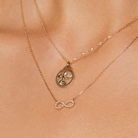Virgo Zodiac Pendant with Chain in 10kt Yellow Gold Virgo Zodiac Pendant with Chain in 10kt Yellow Gold