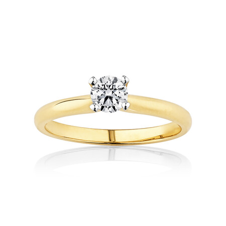Certified Solitaire Engagement Ring with a 0.34 Carat TW Diamond in 14ct Yellow & White Gold Certified Solitaire Engagement Ring with a 0.34 Carat TW Diamond in 14ct Yellow & White Gold