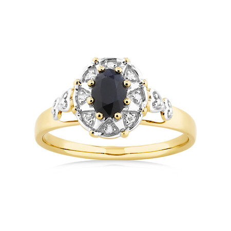3 Ring Set with Sapphire & Diamonds in 10kt Yellow Gold 3 Ring Set with Sapphire & Diamonds in 10kt Yellow Gold