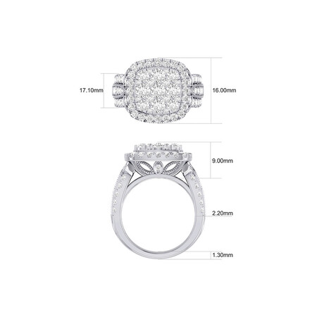 Ring with 3 Carat TW of Diamonds in 10kt White Gold Ring with 3 Carat TW of Diamonds in 10kt White Gold