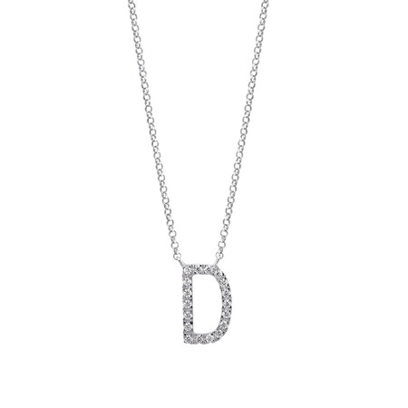 "D" Initial necklace with 0.10 Carat TW of Diamonds in 10kt White Gold