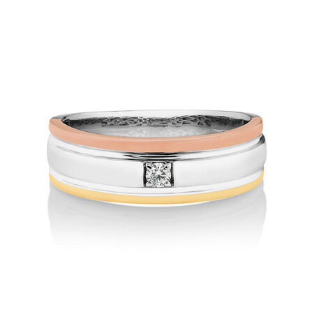 Tritone Duo Ring with Diamonds in 10kt White, Yellow & Rose Gold Tritone Duo Ring with Diamonds in 10kt White, Yellow & Rose Gold
