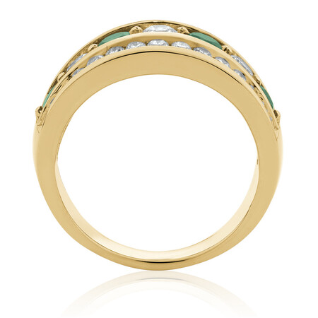 Ring with Natural Emerald & 1 Carat TW of Diamonds in 14kt Yellow Gold Ring with Natural Emerald & 1 Carat TW of Diamonds in 14kt Yellow Gold