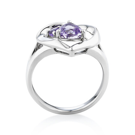 Heart Ring with Amethyst in Sterling Silver Heart Ring with Amethyst in Sterling Silver