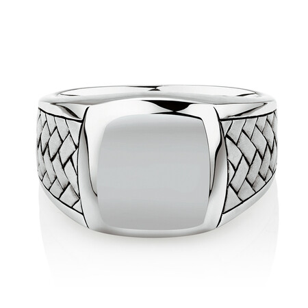 Patterned Signet Ring In Sterling Silver Patterned Signet Ring In Sterling Silver