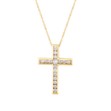 Cross Pendant in 10kt Yellow Gold With 1/2 Carat TW of Diamonds Cross Pendant in 10kt Yellow Gold With 1/2 Carat TW of Diamonds