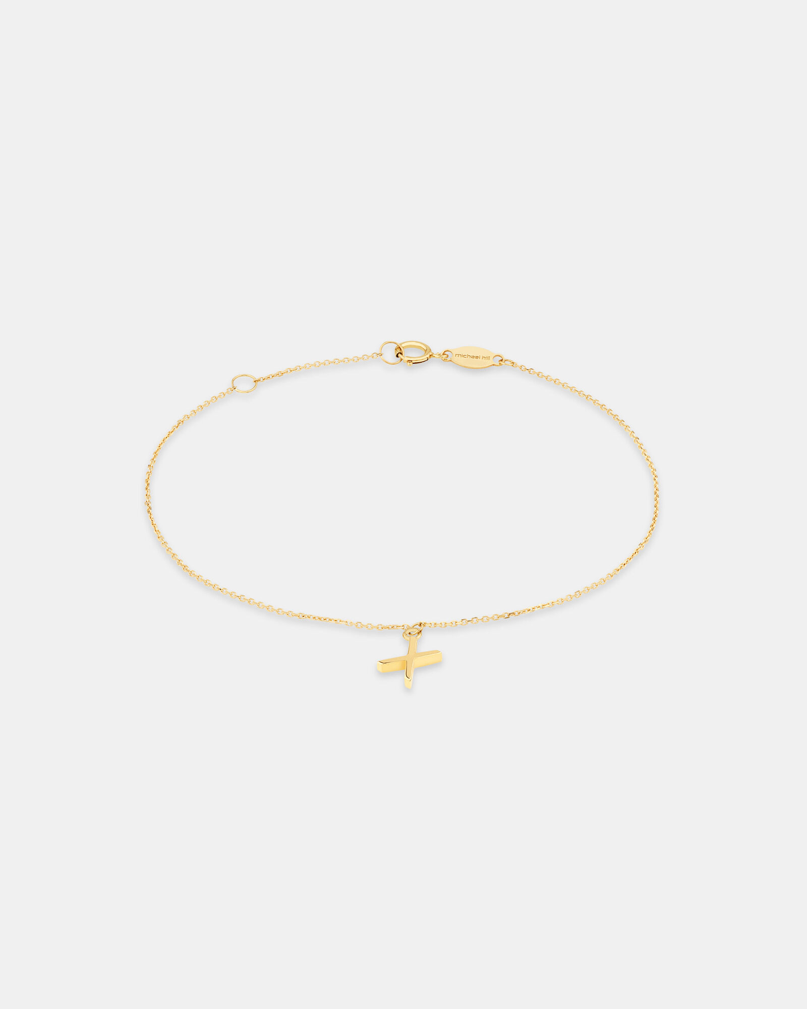 Collier à pendentif initiale X en or jaune 10 K