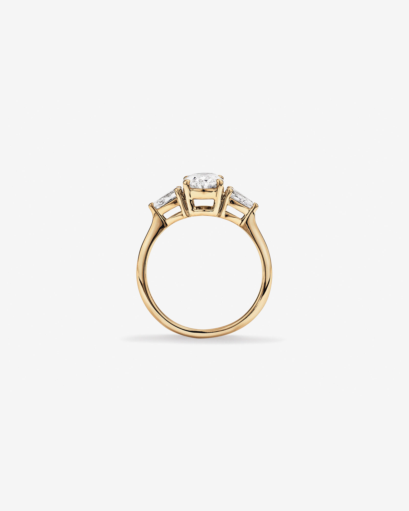 1.65 Carat TW Three Stone Oval and Pear Shaped Laboratory-Grown Diamond Engagement Ring in 14kt Yellow Gold