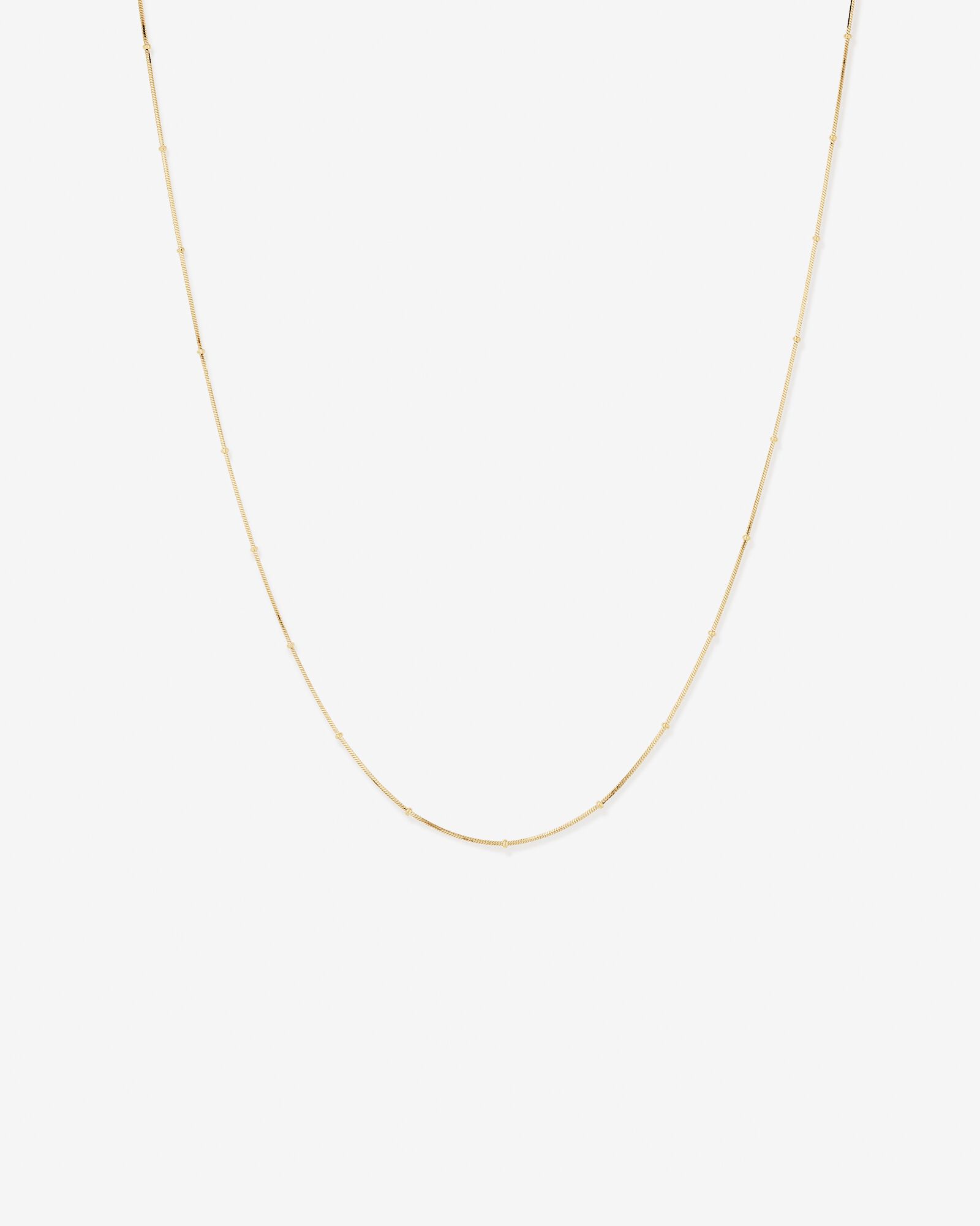 Snake Chain and Bead Station Necklace in 10kt Yellow Gold