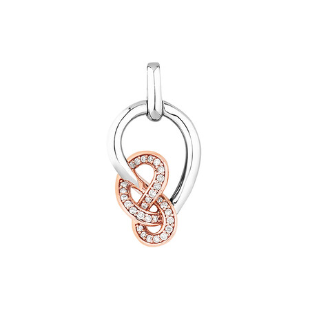 Small Knots Pendant with 0.13 Carat TW of Diamonds in Sterling Silver & 10kt Rose Gold Small Knots Pendant with 0.13 Carat TW of Diamonds in Sterling Silver & 10kt Rose Gold