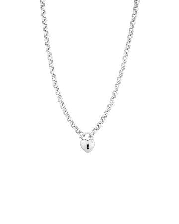 45cm Heart Padlock Belcher Necklace in Sterling Silver 45cm Heart Padlock Belcher Necklace in Sterling Silver