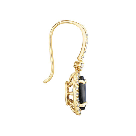 Oval Halo Earrings with Sapphire & 0.39 Carat TW of Diamonds in 14kt Yellow Gold Oval Halo Earrings with Sapphire & 0.39 Carat TW of Diamonds in 14kt Yellow Gold