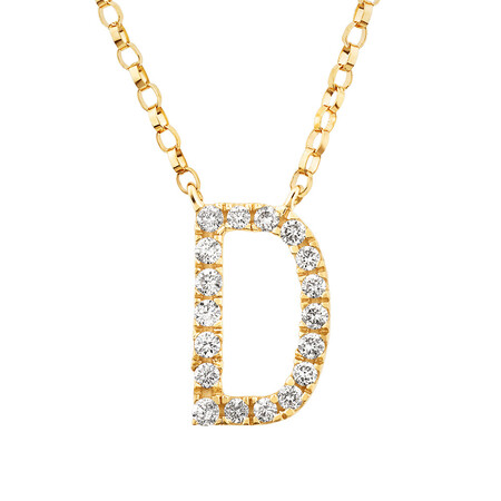 "D" Initial Necklace with 0.10 Carat TW of Diamonds in 10kt Yellow Gold