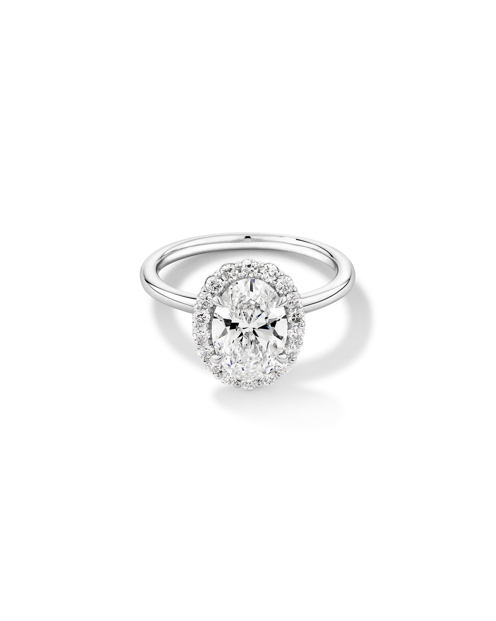 2.34 Carat TW Oval Cut Laboratory-Grown Diamond Halo Engagement Ring in 14kt Gold