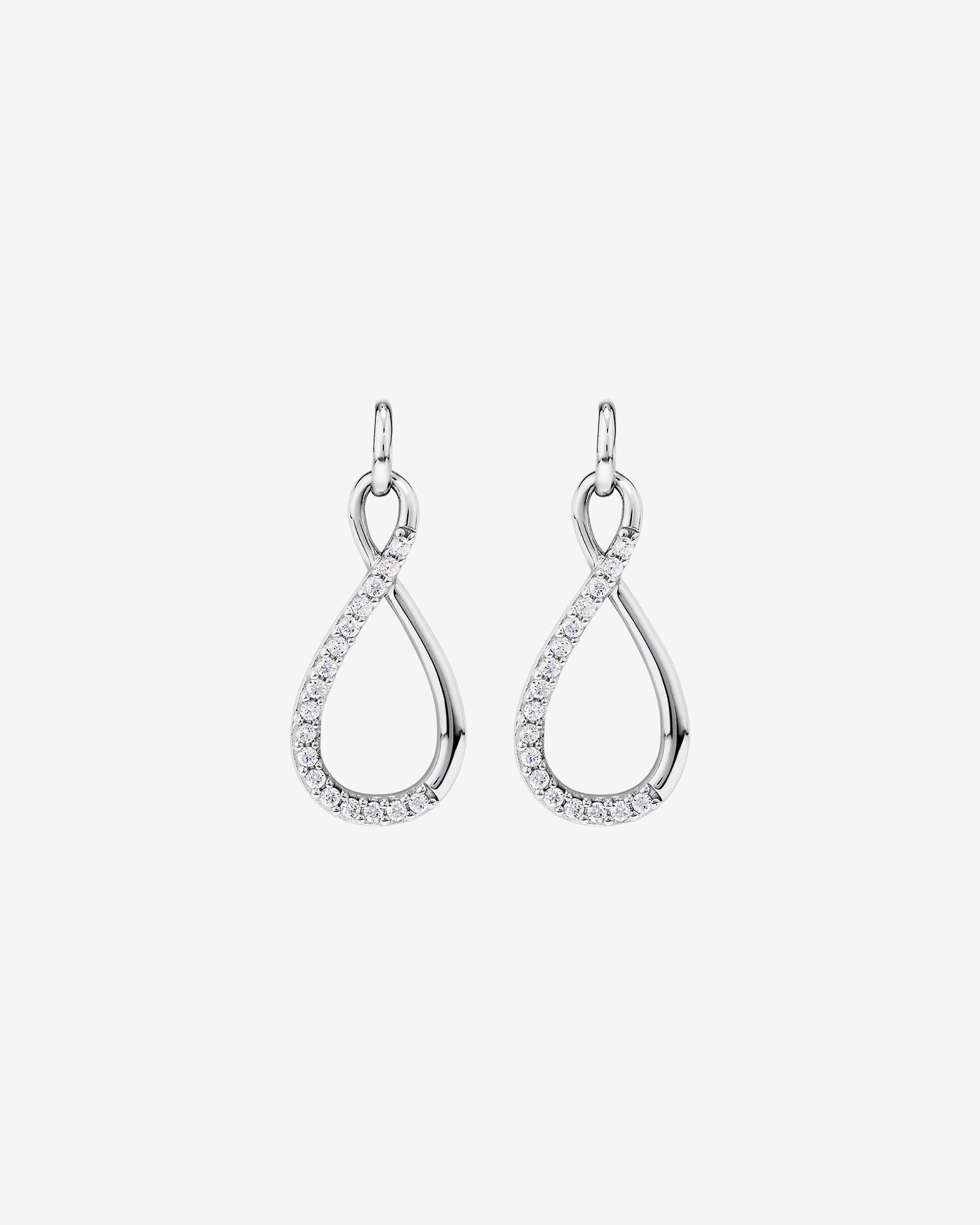 Cubic Zirconia Infinity Drop Stud Earrings in Sterling Silver