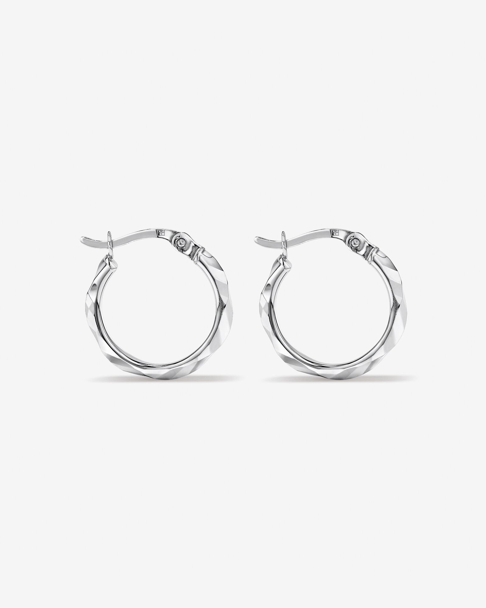 Large Diamond Cut Mirror Hoops in Sterling Silver