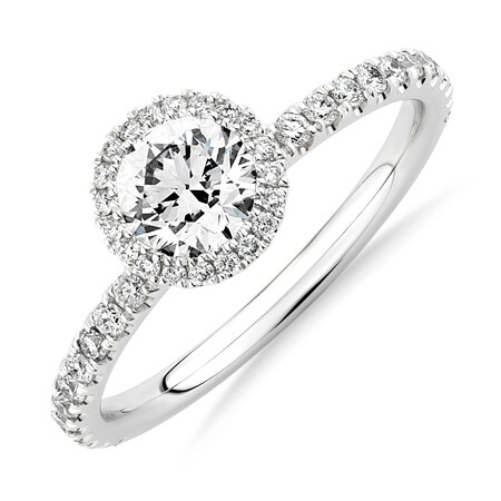 Sir Michael Hill Designer Halo Engagement Ring with 1.0 Carat TW of Diamonds in 18kt White Gold