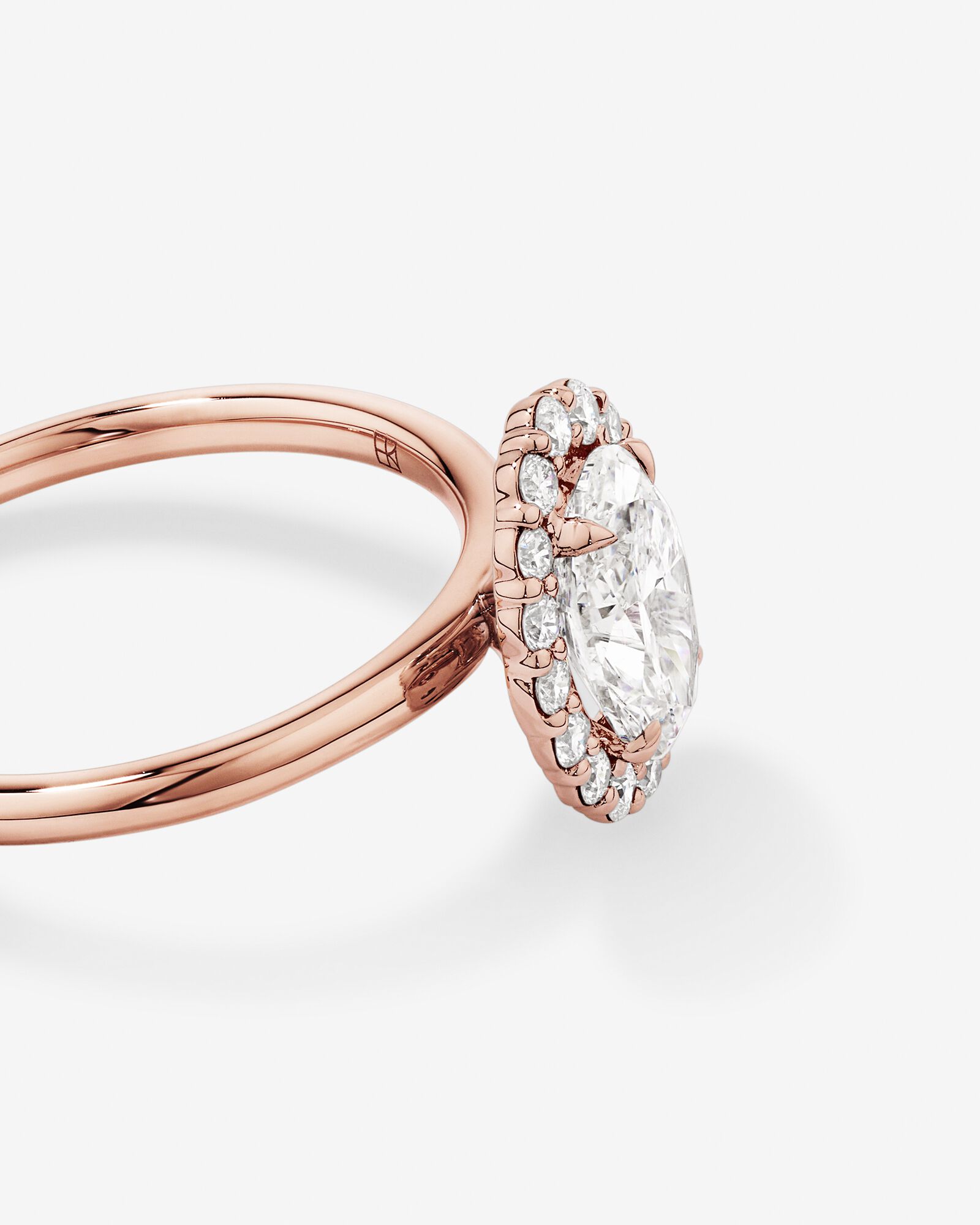Carat TW Oval Cut Laboratory-Grown Diamond Halo Engagement Ring in 14kt Rose Gold