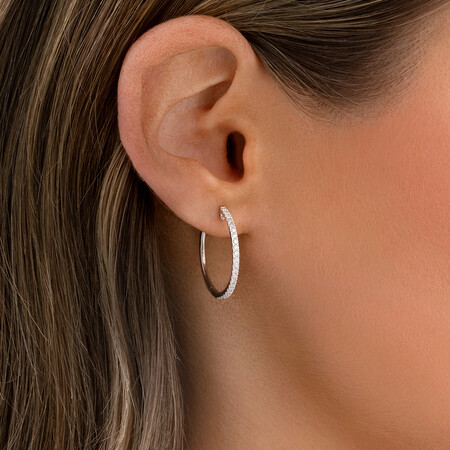 Pave Hoops with 0.35 Carat TW of Diamonds in 10kt White Gold Pave Hoops with 0.35 Carat TW of Diamonds in 10kt White Gold