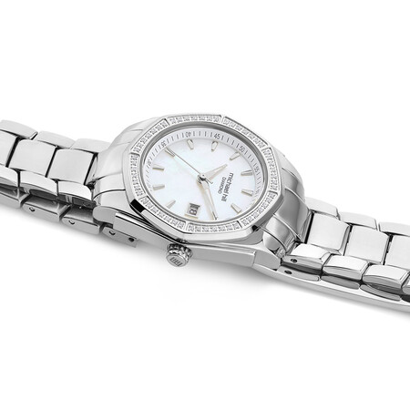 Ladies Mother of Pearl Watch with 0.25 Carat TW of Diamonds in Stainless Steel Ladies Mother of Pearl Watch with 0.25 Carat TW of Diamonds in Stainless Steel