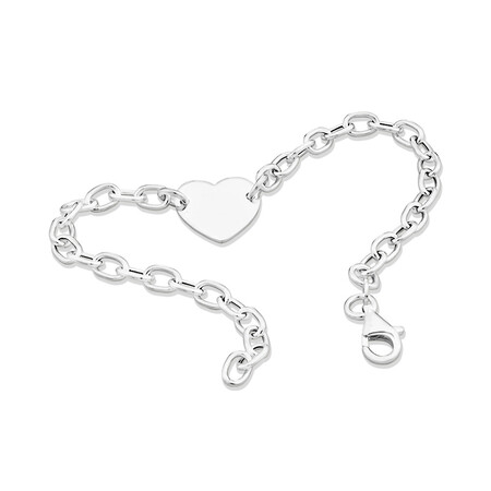 19cm (7.5") Heart Disc Bracelet in Sterling Silver 19cm (7.5") Heart Disc Bracelet in Sterling Silver